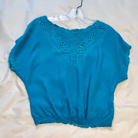 Elegant Teal Lace Women's Top - Picture 1 of 5